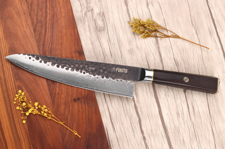 Couteau de chef 20cm Fukito Ébène Damas VG10 67 couches acier japonais