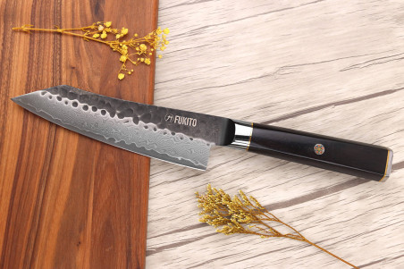 Couteau kiritsuke 15cm Fukito Ébène Damas VG10 67 couches acier japonais