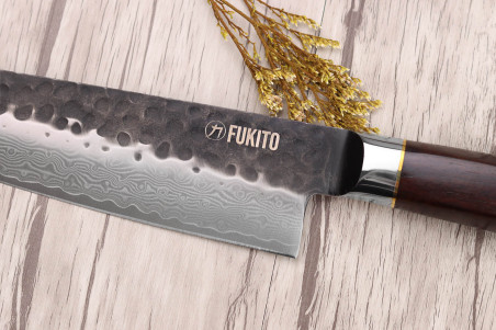 Couteau kiritsuke 17cm Fukito Ébène Damas VG10 67 couches acier japonais