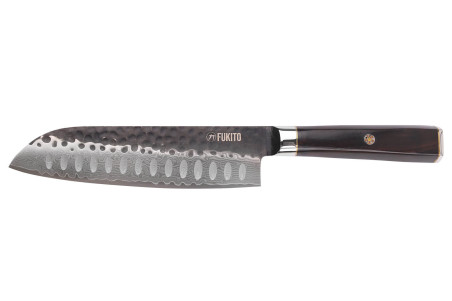 Couteau santoku 17cm Fukito Ébène Damas VG10 67 couches acier japonais
