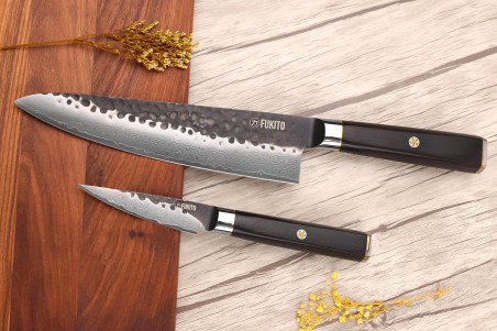 Coffret 2 couteaux Fukito Ébène Damas VG10 67 couches acier japonais