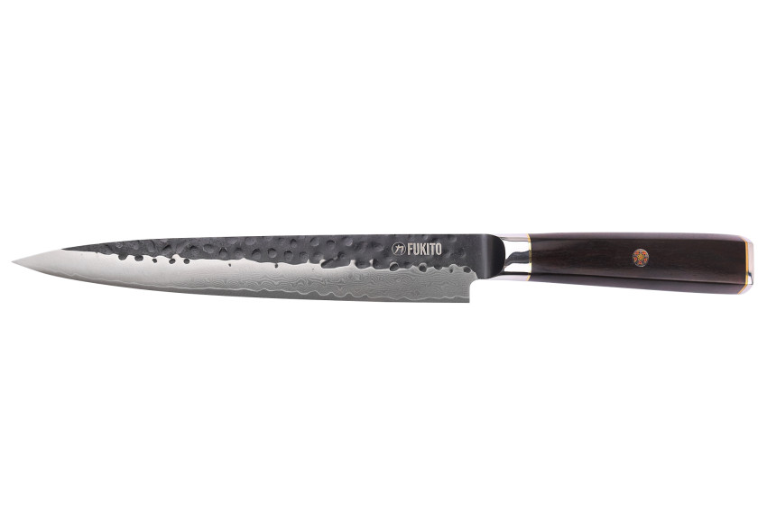 Couteau sujihiki 20cm Fukito Ébène Damas 10Cr...