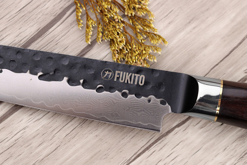 Couteau sujihiki 20cm Fukito Ébène Damas 10Cr...