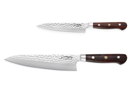 Coffret 2 couteaux Damas 67 couches : Universel + Chef Rosewood